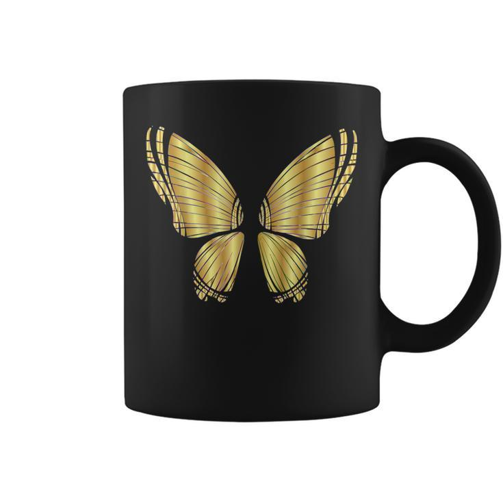Metallic Gold Butterfly Garden Flying Coffee Mug