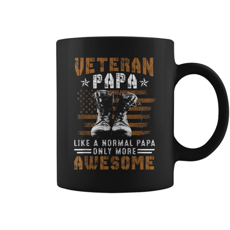 Military Veteran Papa Vintage Us American Flag Fathers Day Coffee Mug