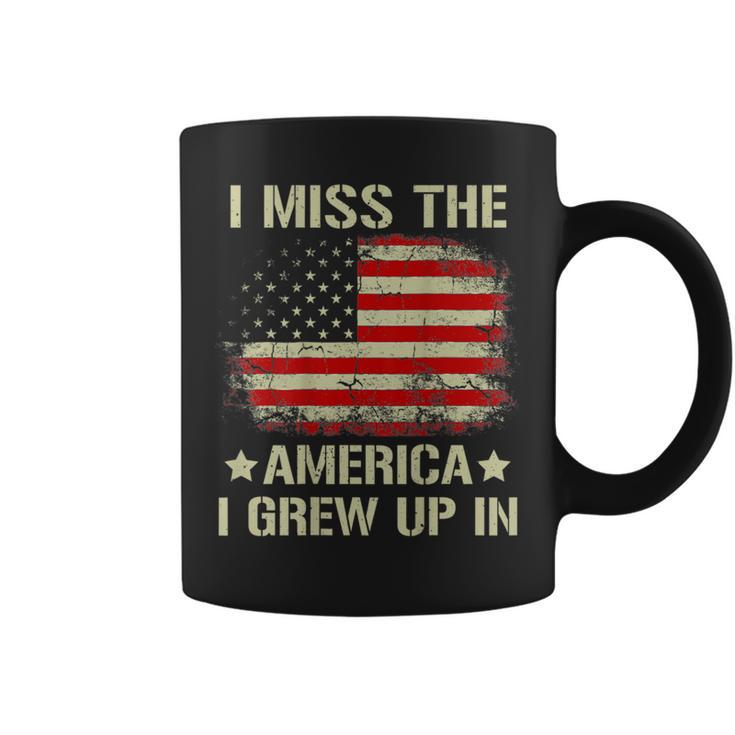 I Miss The America I Grew Up In Retro American Flag On Back Coffee Mug