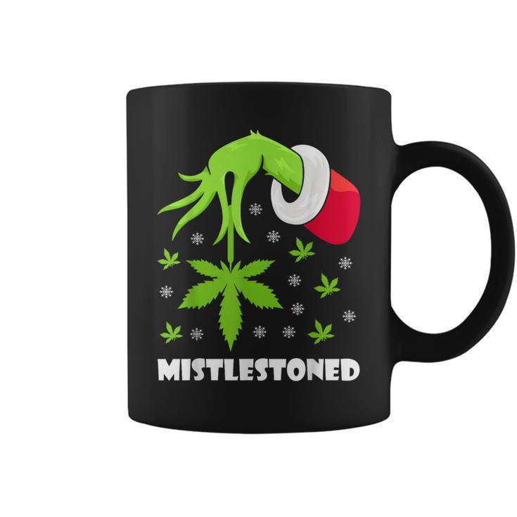Mistlestoned Weed Leaf Cannabis Marijuana Ugly Christmas Coffee Mug