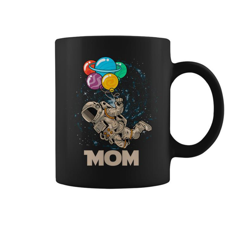 Mom Of Birthday Astronaut With Balloons Planets In Space Coffee Mug