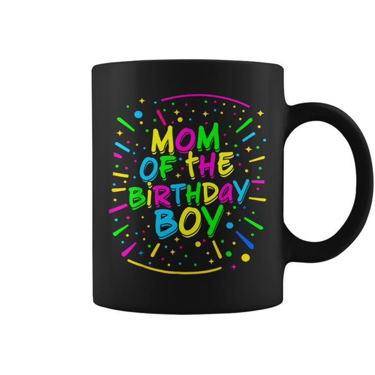 Mom Of The Birthday Boy Retro 80'S Party Mom And Dad Family Coffee Mug