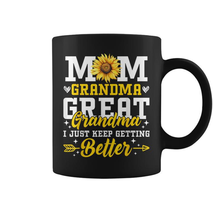 Mom Grandma Great Grandma Mother's Day 2024 Sunflower Women Coffee Mug