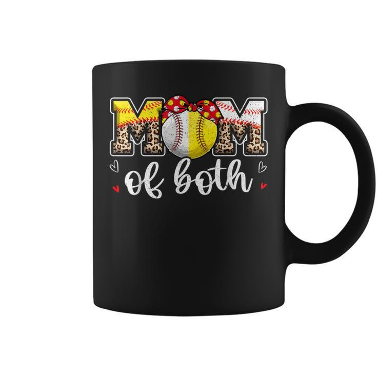 Mom Of Both Leopard Game Day Baseball Softball Mother's Day Coffee Mug