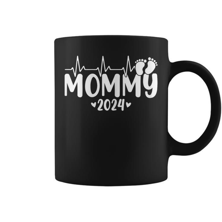 Mommy 2024 Heartbeat 1St Time Pregnancy Announcement Mom Coffee Mug