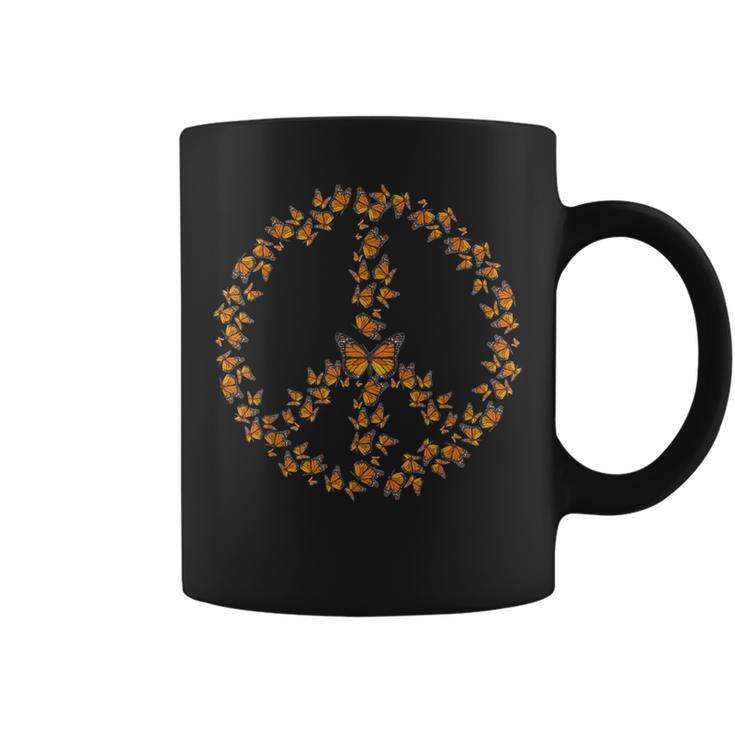 Monarch Butterfly Peace Sign 60S And 70S Hippie Butterflies Coffee Mug