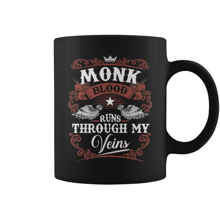 Monk Blood Runs Through My Veins Vintage Family Name Coffee Mug