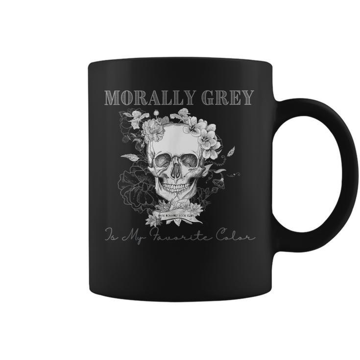 Morally Grey Is My Favorite Color Skeleton Books Lover Coffee Mug