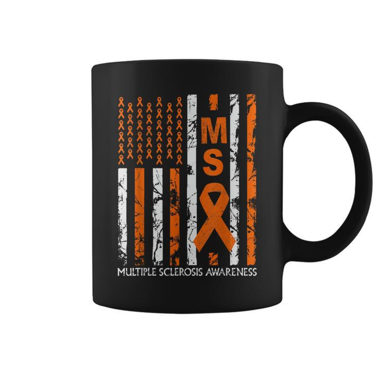 Ms Multiple Sclerosis Awareness Red Flag Go Orange Vintage Coffee Mug