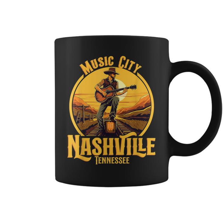 Music City Nashville Tennessee Vintage Guitar Country Music Coffee Mug