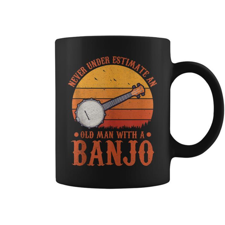 Musical Vintage Never Underestimate An Old Man With A Banjo Coffee Mug