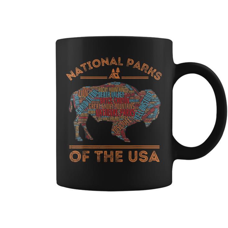 National Parks Usa Buffalo Travel Outdoors Hiking Vintage Coffee Mug