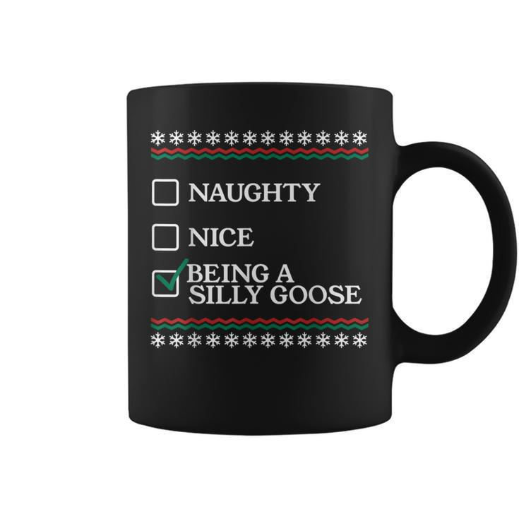 Naughty Nice Being A Silly Goose Christmas Xmas Coffee Mug