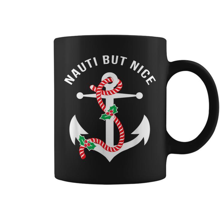 Nauti Naughy But Nice Pun Nautical Anchor Beach Christmas Coffee Mug