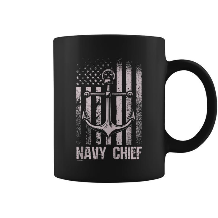 Navy Chief Us Flag And Anchor Coffee Mug