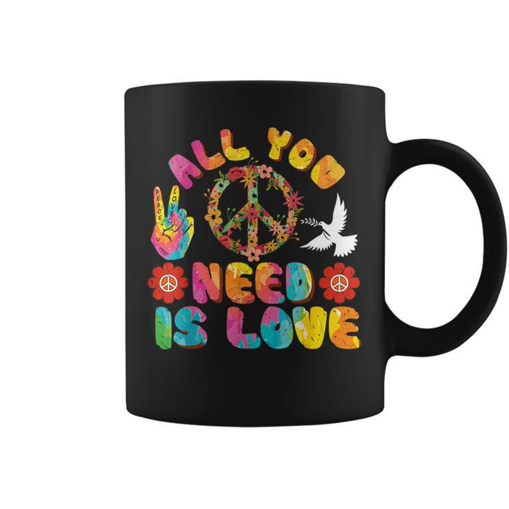 All You Need Is Love Tie Dye Peace Sign 60S 70S Peace Sign Coffee Mug