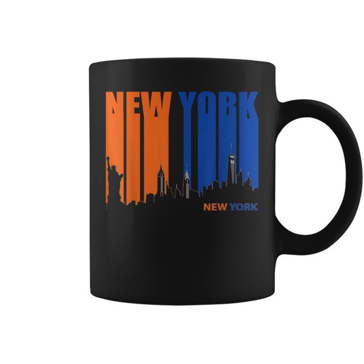 New York Orange & Blue Skyline Vintage Silhouette Coffee Mug