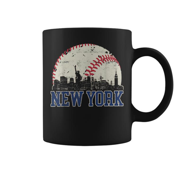 New York Retro Baseball Lover Met At Game Day Coffee Mug