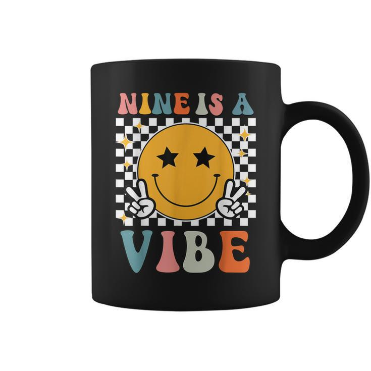 Nine Is A Vibe 9Th Birthday Groovy Boys Girls 9 Years Old Coffee Mug