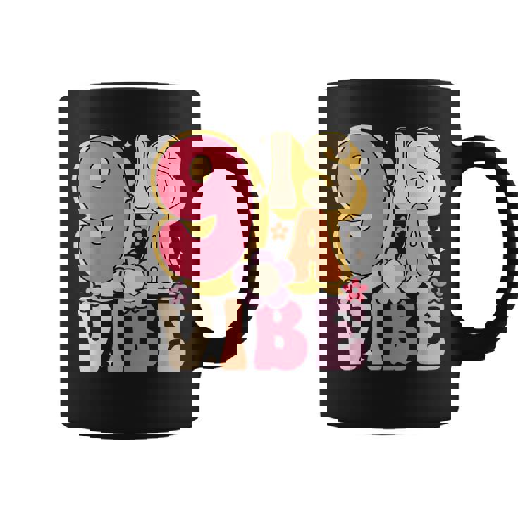 Nine Is A Vibe Birthday 9 Years Old Groovy Retro Coffee Mug