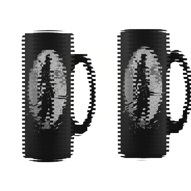 Ninja Moon Fases Samurai Japón Anime Manga Retrointage Taza de café