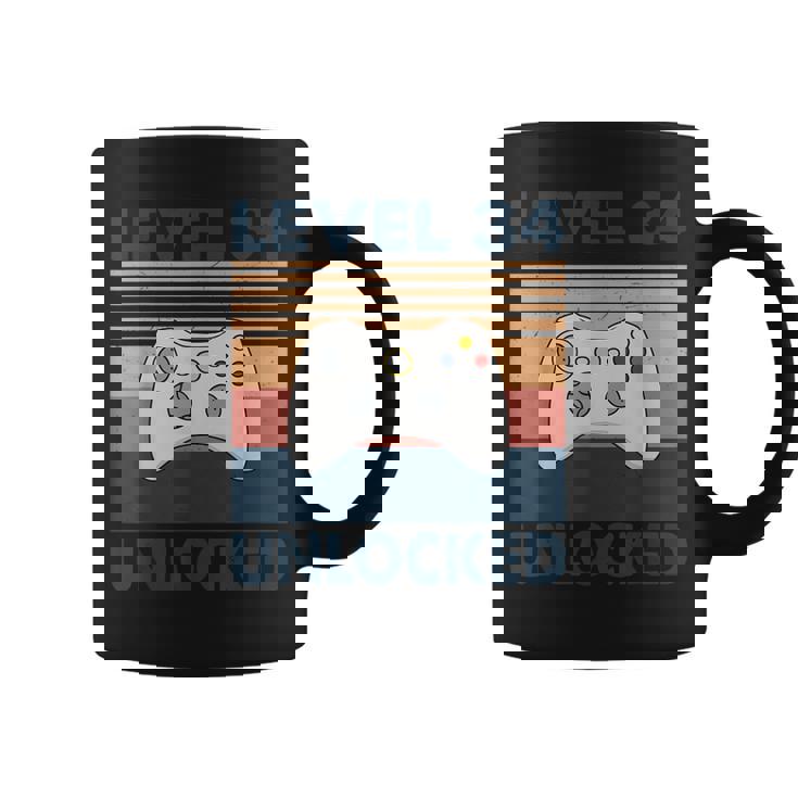 Nivel 34 Desbloqueado – Retrointage 34 Cumpleaños Gamer Gaming Taza de café