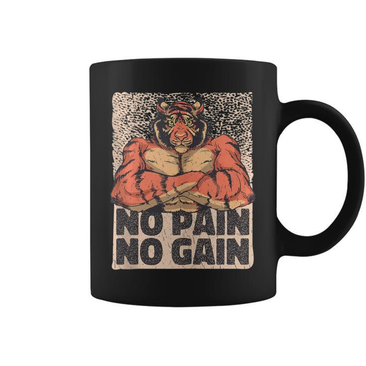 No Pain No Gain Tiger Gym Muscles Bodybuilding Coffee Mug