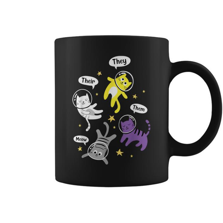 Nonbinary Space Kittens Cats They Them Enby Ally Lgbt Pride Coffee Mug