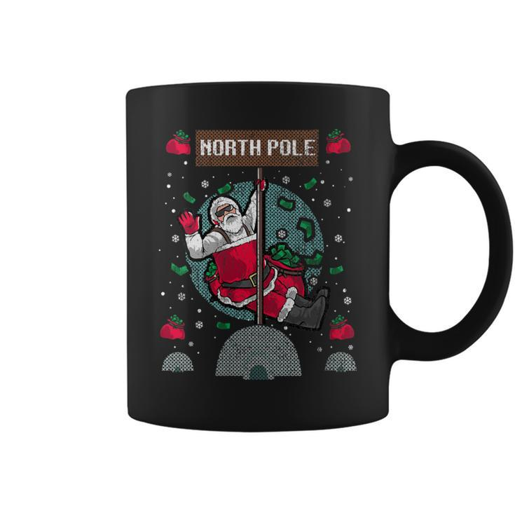 North Pole Dancer Pole Dancing Santa Claus Ugly Christmas Coffee Mug
