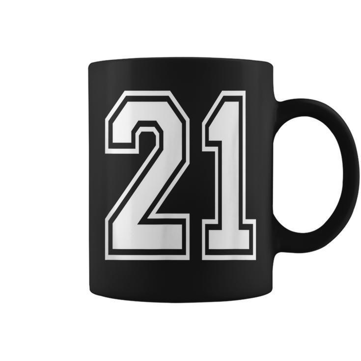 Number 21 Birthday Varsity Sports Team Jersey Coffee Mug