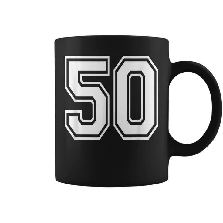 Number 50 Birthday Varsity Sports Team Jersey Coffee Mug