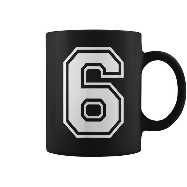 Number 6 Birthday Sports Player Team Numbered Jersey Coffee Mug