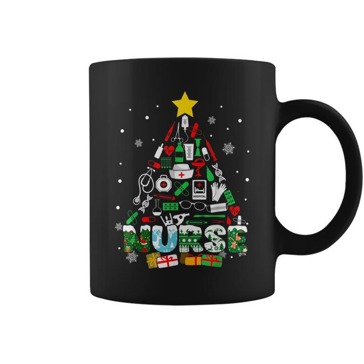 Nurse Christmas Tree Xmas Scrub Rn Cna Icu Womens Coffee Mug