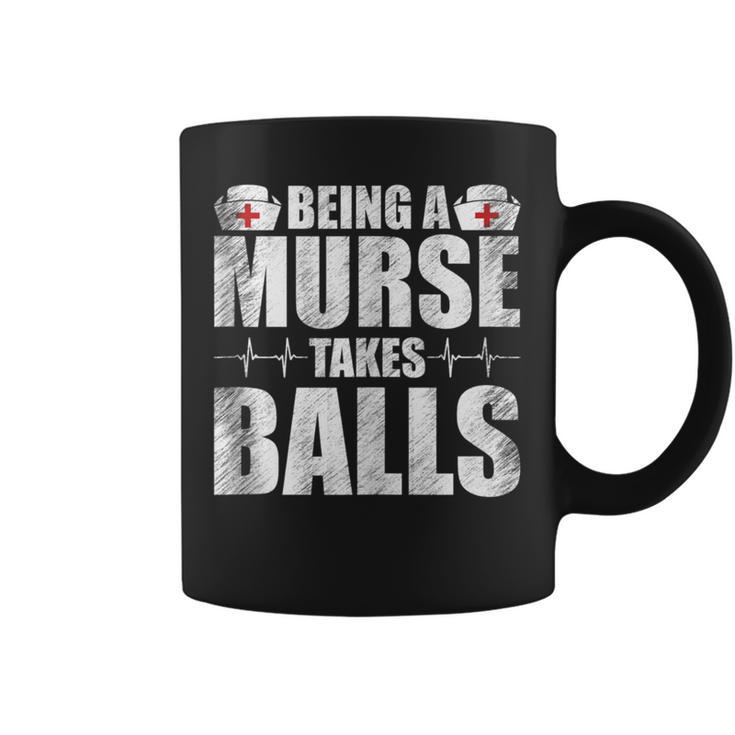 Being A Nurse Takes Balls Retrointage Männer Papa Männliche Krankenschwester Tassen