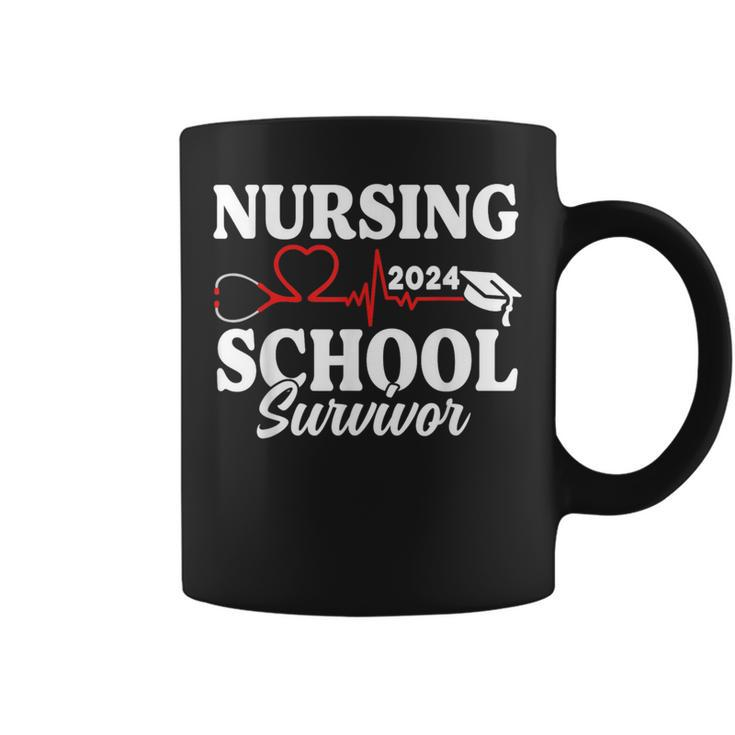 Nursing School Survivor 2024 Rn Er Graduation Nurse Grad Coffee Mug