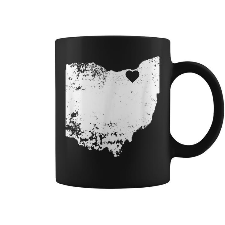 Ohio Love Cleveland Oh State Map Distressed Coffee Mug