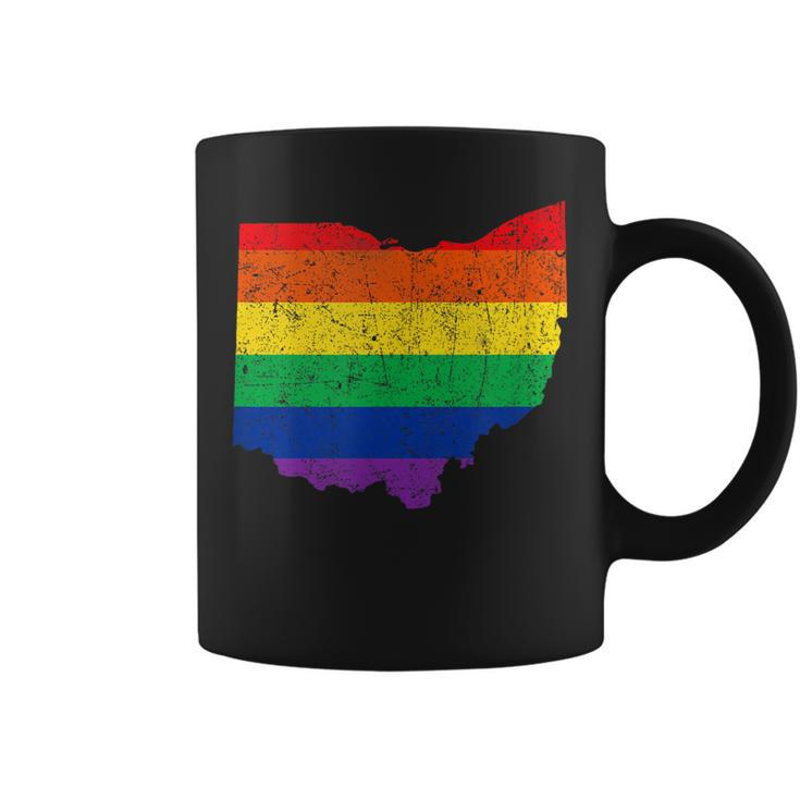Ohio Map Gay Pride Rainbow Flag Lgbt Support Coffee Mug