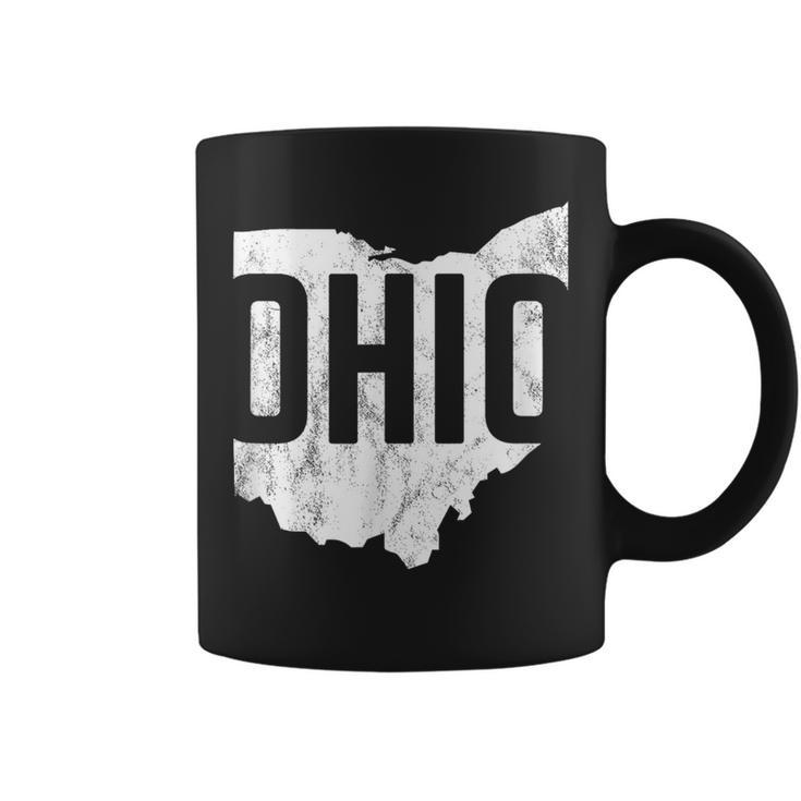 Ohio Pride Distressed Retro Look State Silhoutte Coffee Mug