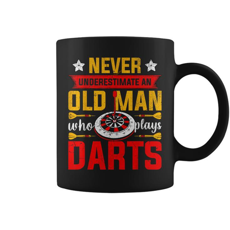 Old Dart Never Underestimate An Old Man Who Plays Darts Coffee Mug