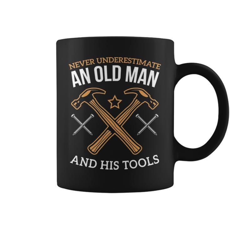 Old Man And His Tools Woodworking Carpenters Coffee Mug