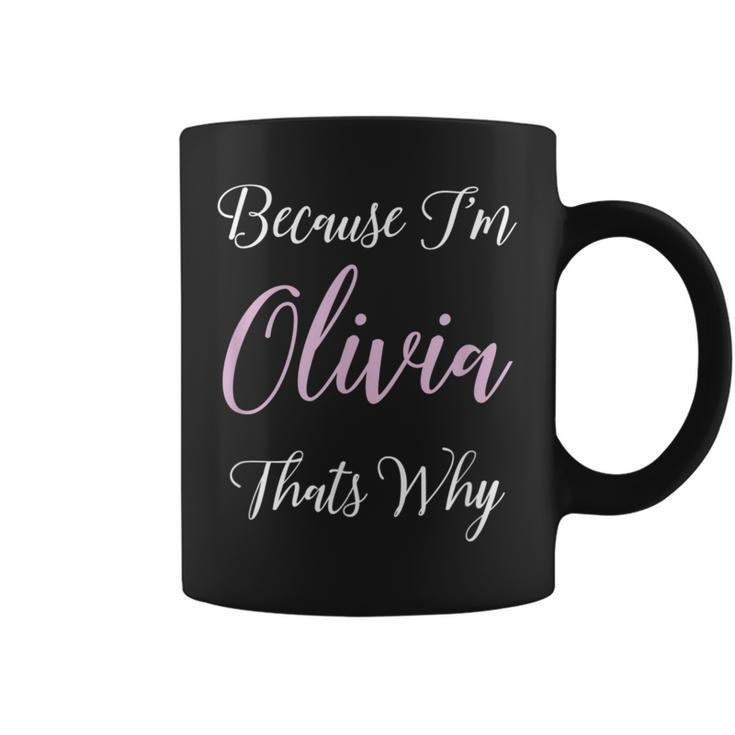 Olivia Name Personalized Girl Cute Pink Black Coffee Mug