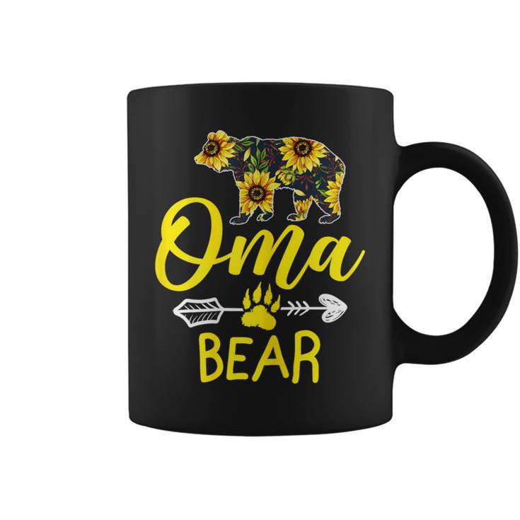 Oma Bear Sunflower Cute Mother's Day Oma Bear Paw Print Coffee Mug