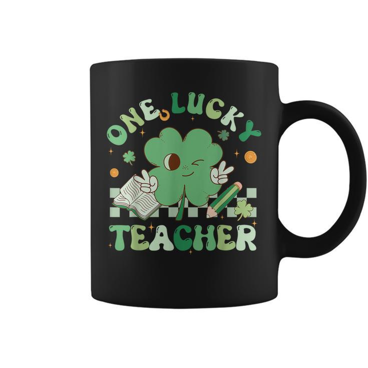 One Lucky Teacher Groovy Retro Teacher St Patrick's Day Coffee Mug
