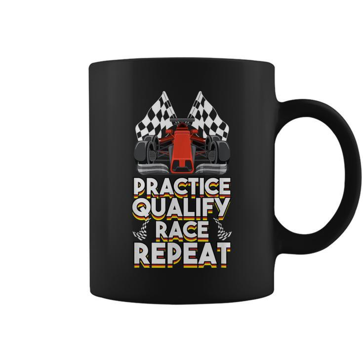 Open Wheel Formula Racing Car Practice Qualify Race Repeat Coffee Mug