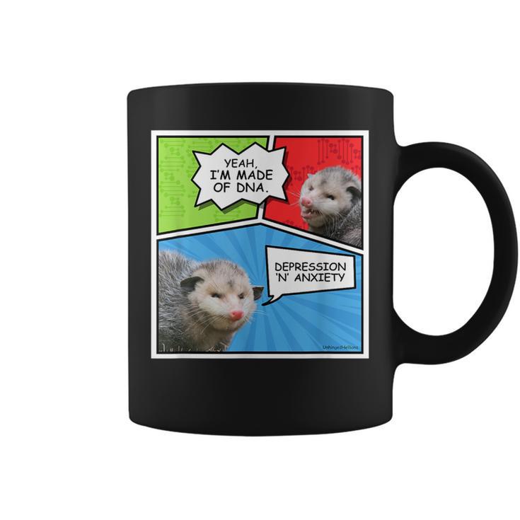 Opossum Comic Yeah I’M Made Of Dna Depression Anxiety Meme Coffee Mug