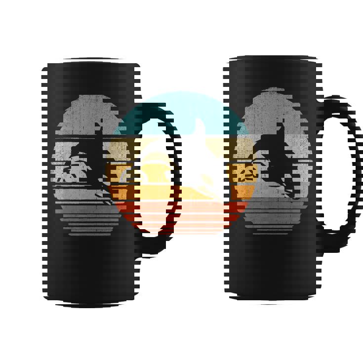 Orca Killer Ballena Retrointage 60S 70S Puesta De Sol Sea Animal Taza de café