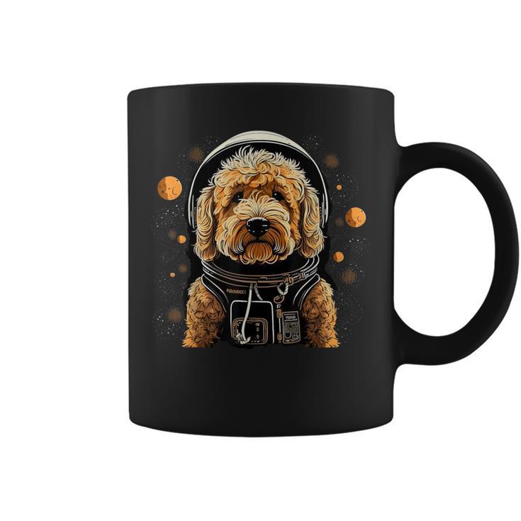 Outer Space Golden Doodle On Galaxy Astronaut Goldendoodle Coffee Mug