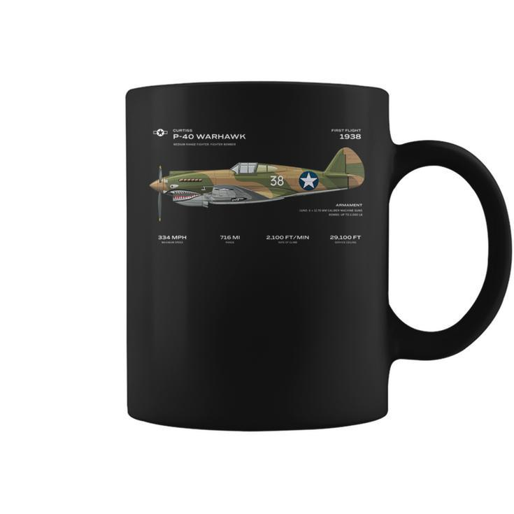 P-40 Warhawk Us Wwii Airplane Historic War Bird Fighter Bomb Coffee Mug