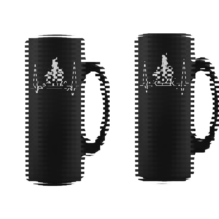 Padre 2 Hijas Latido Del Corazón Para Papá Regalo Para El Día Del Padre Taza de café