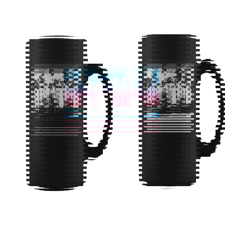 Palm Tree Pastel Sunset Scene Graphic Coffee Mug